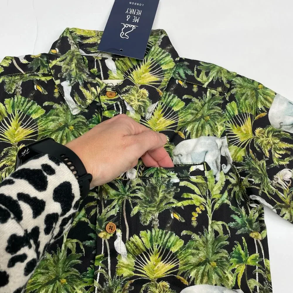 NWT Me & Henry 3/4Y Palm Print Woven Shirt